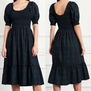 Hill House Louisa Nap Dress Midi Blackwatch Green Navy Plaid Medium